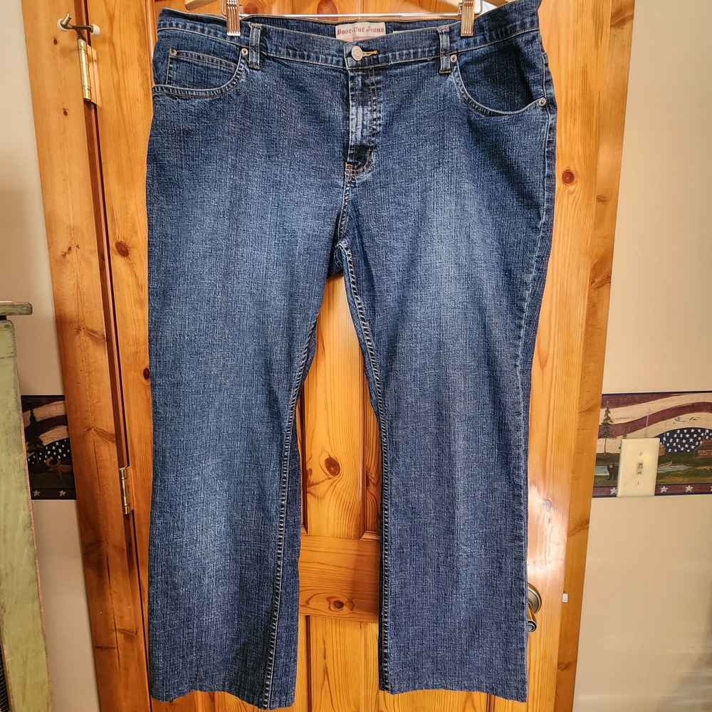 Old Navy Ultra Low Waist Boot Cut Stretch Jeans, Size 20, Hemmed